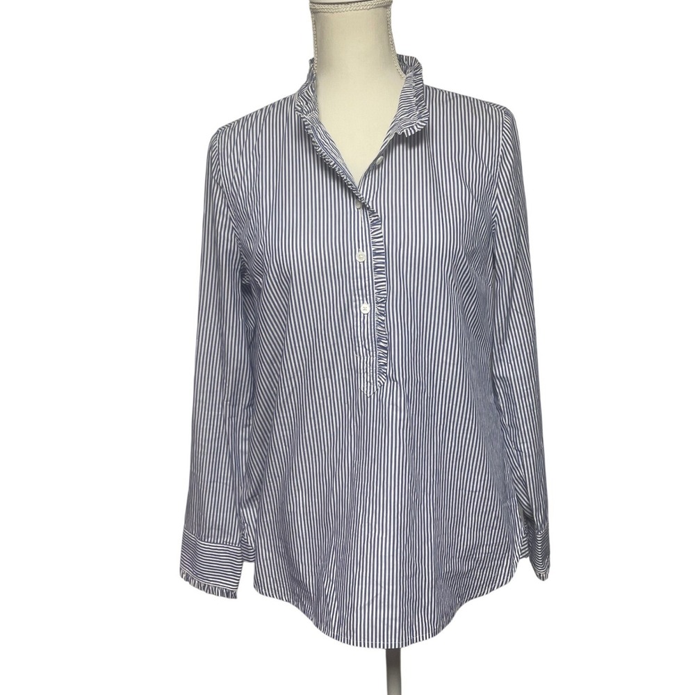 Vineyard Vines Navy Stripe Popover Blouse Women's 8